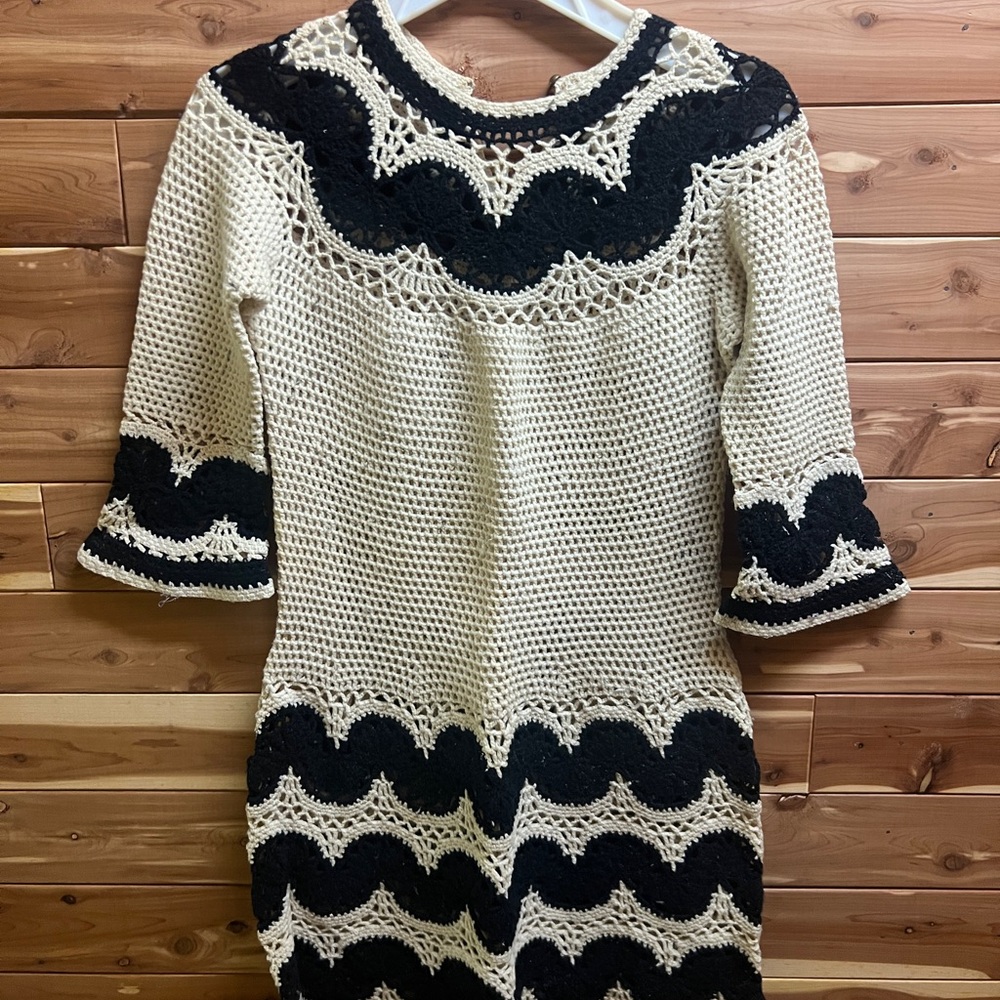 Handmade Black and Cream Crochet Dress